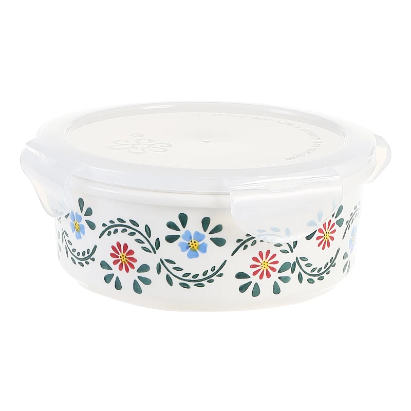 Ceramic fresh-keeping bowl with lid, microwave oven heating lunch, office worker fresh-keeping box, home, refrigerator sealed