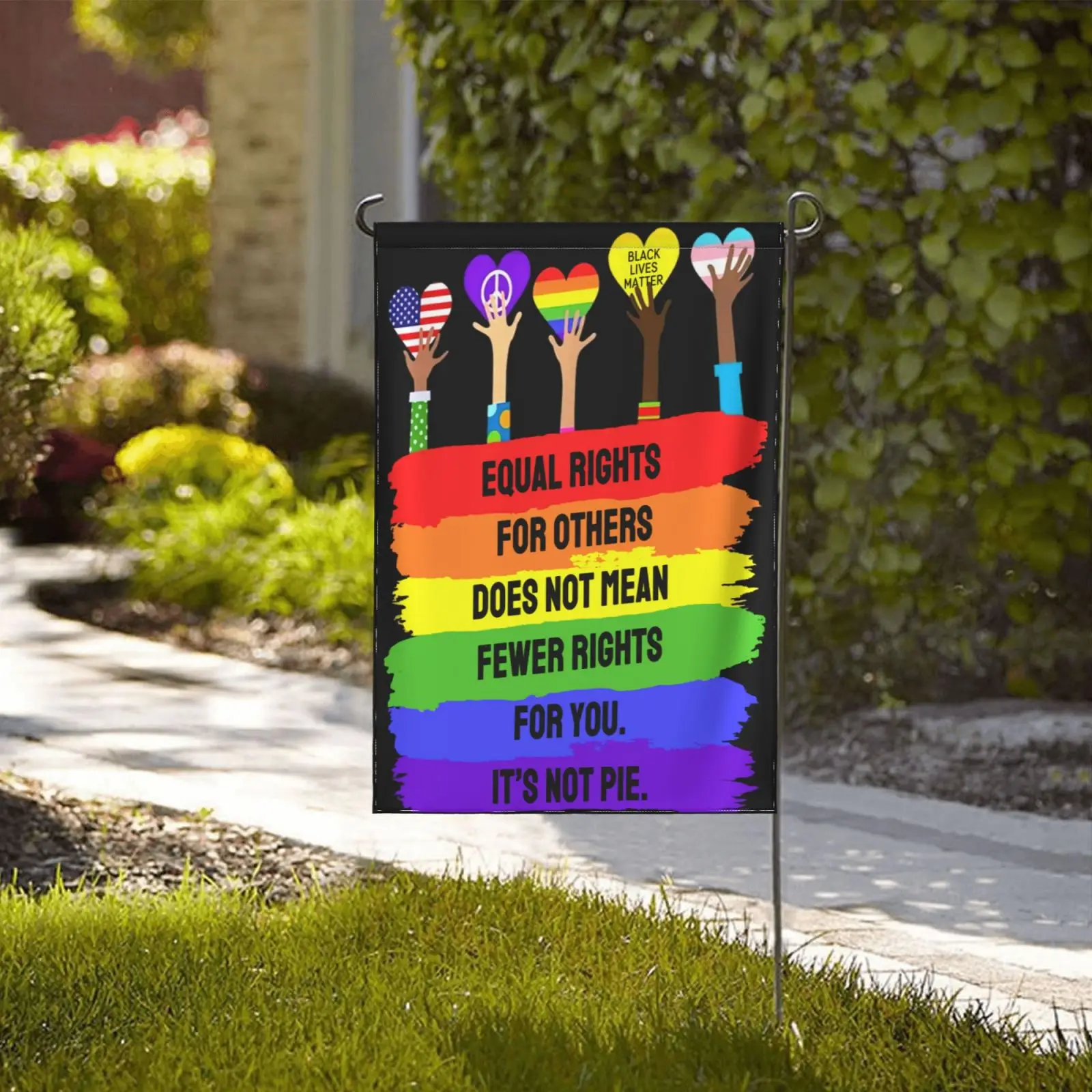 

Equal Rights For Others Rainbow Welcome Garden Flag Polyester 12"x 18" Love Yard Flag Garden Home Room Decor Tapestry Gift