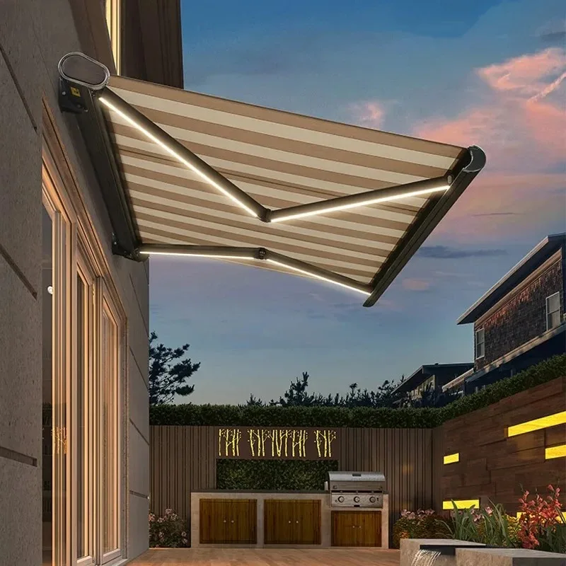 Garden Roof Fully Automatic Retractable Electric Awning Electric Waterproof Outdoor Patio Awning Remote Control