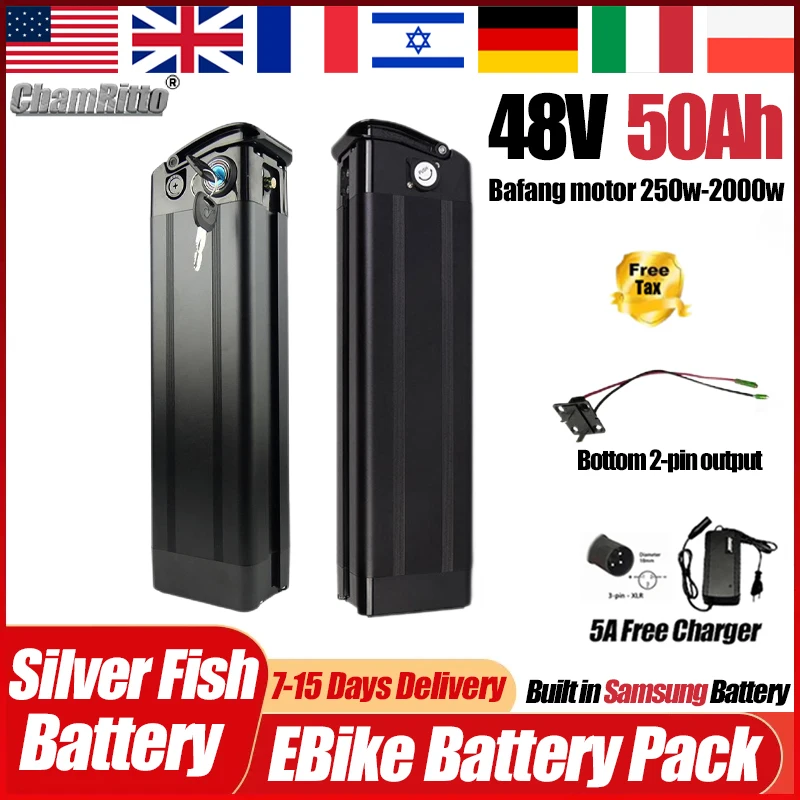 E bike 48V 50ah Battery Electric Bike Bafang 1500W Motor 48V 20ah 35ah 40ah 30ah Lithium Battery Silverfish