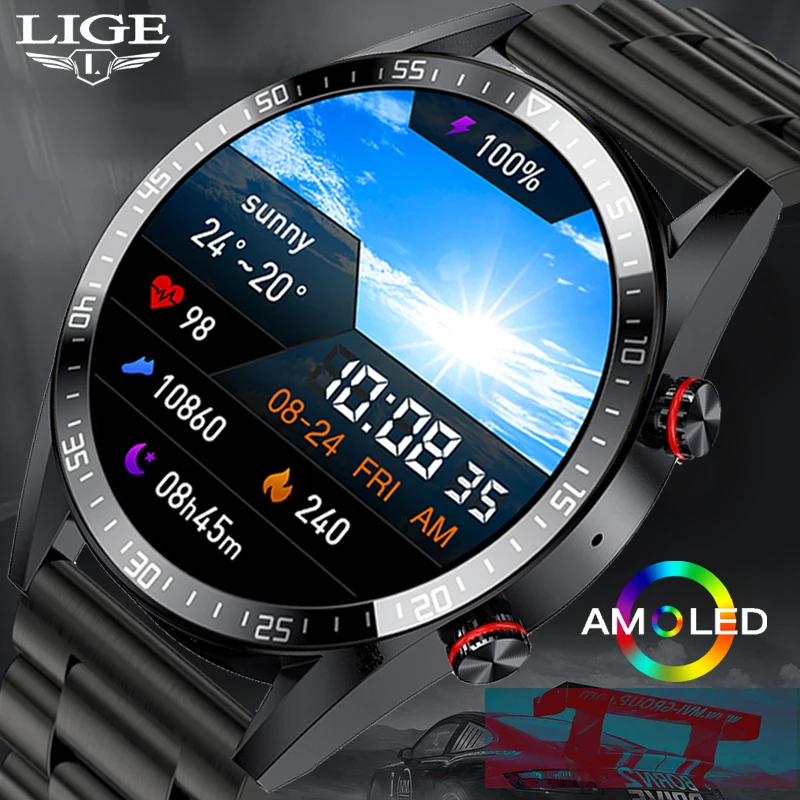 Tanio LIGE nowy ekran 454*454 inteligentny zegarek zawsze