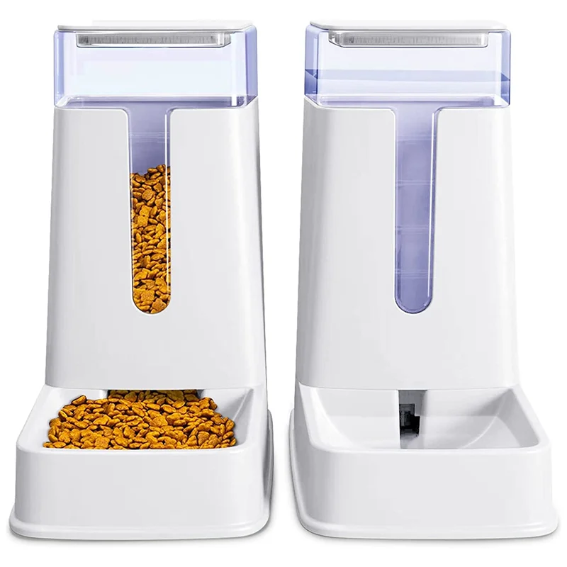 

Cat Feeder and Cat Water Dispenser in Set 2 Packs Automatic Dog Feeder and Dog Water Dispenser for Pets Puppy White