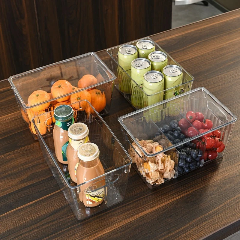 Refrigerator Organizer Refrigerator Fresh-keeping Box Box Fridge Storage With Divider Freezer Pantry Kitchen Organizer 5