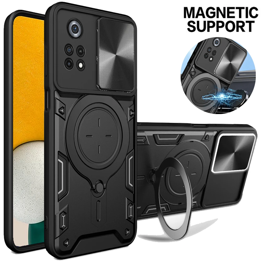 

For Xiaomi Poco F5 Pro X 5 5G Back Cover Armor Slide Lens Protect Etui For Poco X5 X4 M4 M6 Pro X 4 NFC M3 M5 M5S F3 F 5 Funda