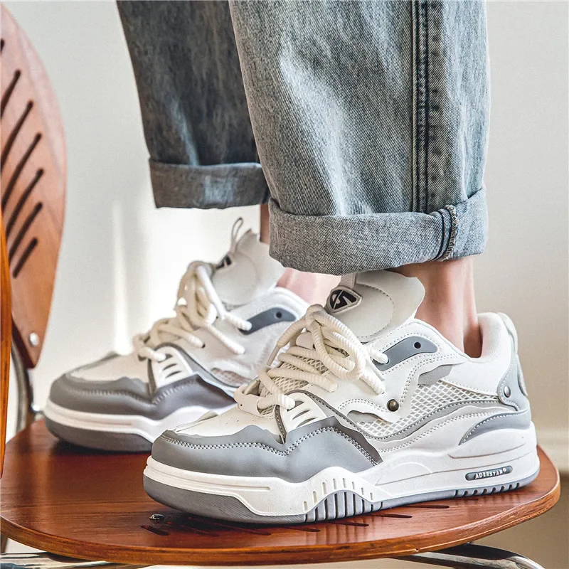 Men's Vulcanized Shoes Trendy Personalized Teenagers Casual Shoes Round Toe Lace-Up Plus Size Platform Shoes Men Shose For Sale 5