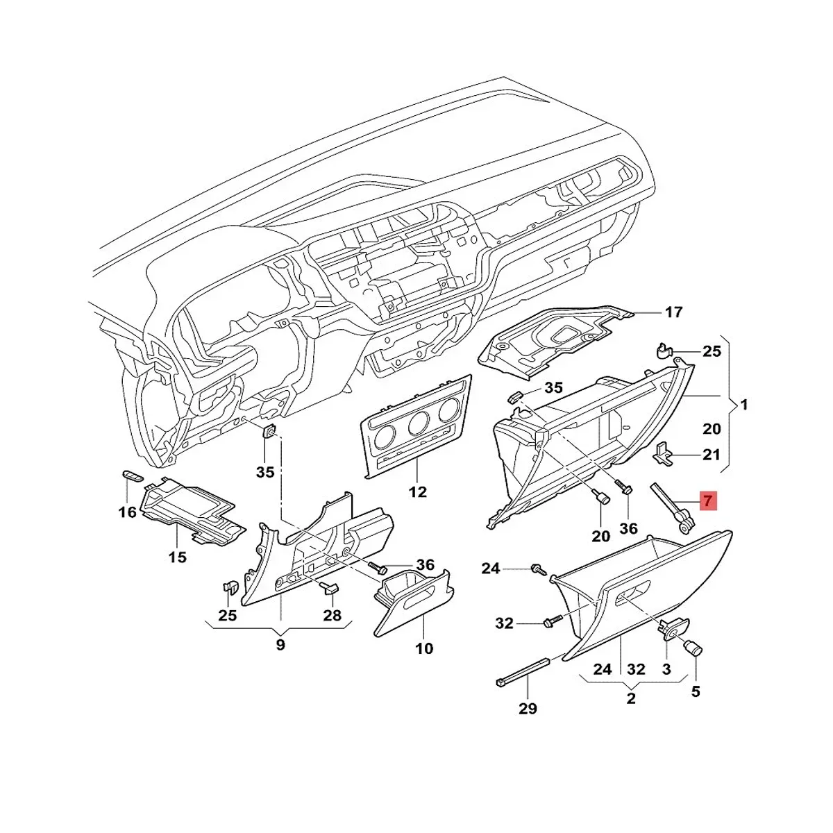 LHD Glove Box Brake Element For VW Golf 7 GTI R Line Passat B8 CC Touran 5T Tiguan 2 T-Roc Arteon Skoda kodiaq GT 5G1858309 Glove Box Brake Element
