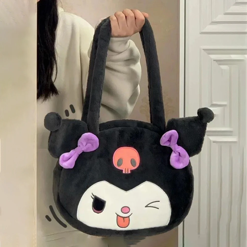 

Kuromi Sanrio Plush Shoulder Bags The big Ear Anime Cute Shopper Handbags My Melody Hello Kitty Large Capacity Totes Bag Gifts