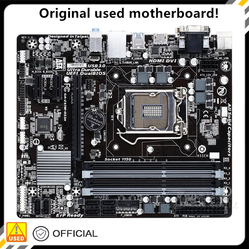 Per La Scheda Madre Desktop Ga-Z97M-Ds3H Z97 Lga 1150 Per Core I7 I5 I3 Ddr3 Sata3 Usb3.0 Scheda Madre Usata Originale