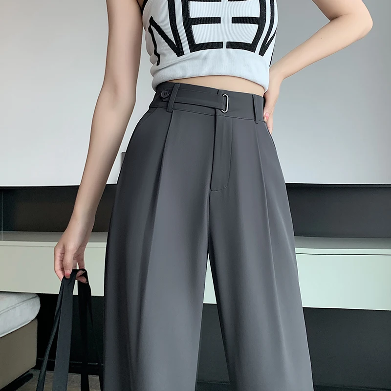 Suit Pants Women Office Casual Elegant Empire Loose Minimalist Pure Fashion Korean Style Trouser Ladies Summer Design Cozy Basic