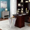 Mirrored End Table Crystal Diamond Setting Coffee Table Silver Glass Side Table Pedestal Stand for Hallway, Living Room, Corner 5