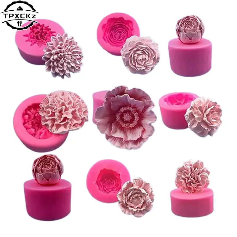 3d Rose Blume Formen DIY Gips Arbeit Ton Harz Kunst weichen Silikon Fondant Kuchen form Seife Eis Schokolade Dekoration Backwerk zeug