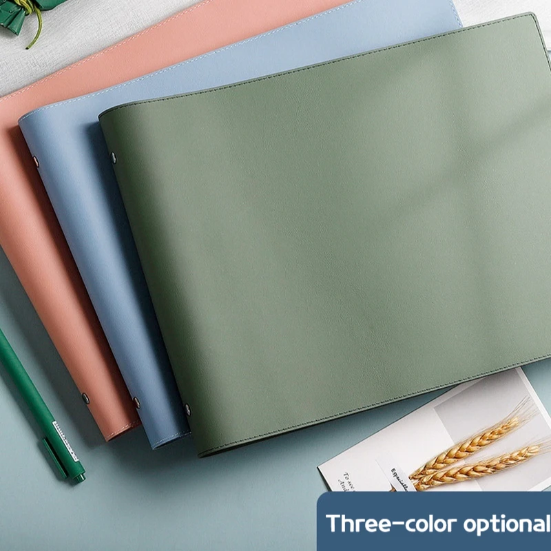 A4 부드러운 가죽 느슨한 잎 책, 빈 책 그리드 북, 6 홀 느슨한 잎 분리형 학생 노트북, 손으로 그린 책, 학교 사무실