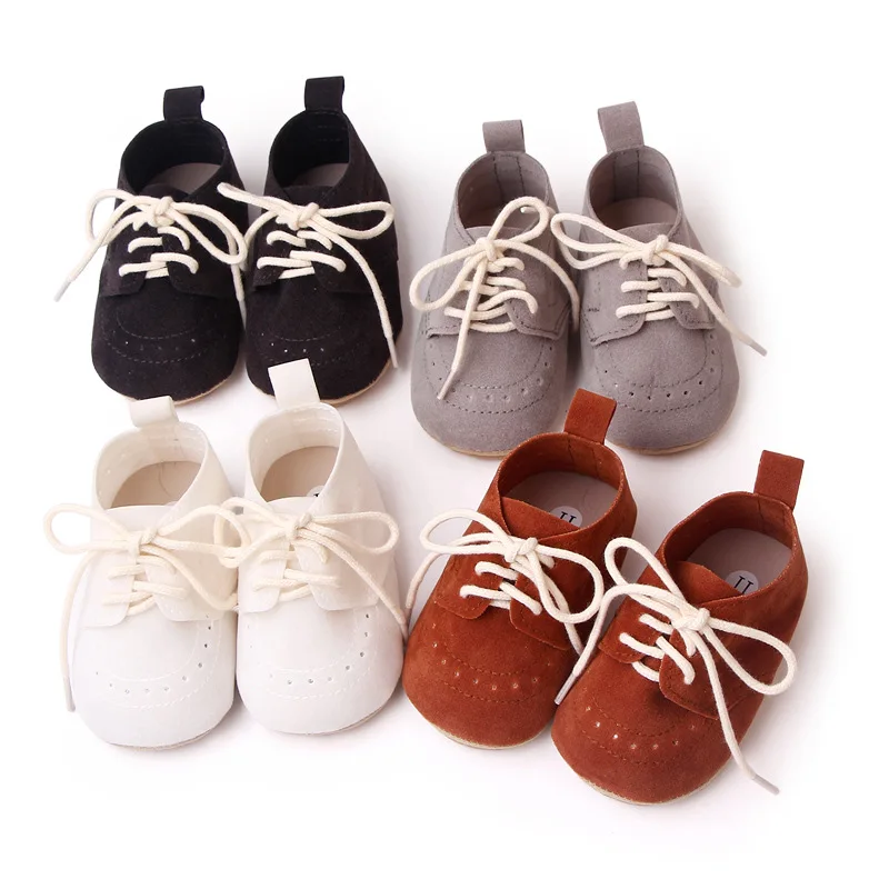 

Newborn Baby Boy Girl Leather Shoes Infant First Walkers Frosting PU Footwear Non-slip Toddler Baby Retro Shoes