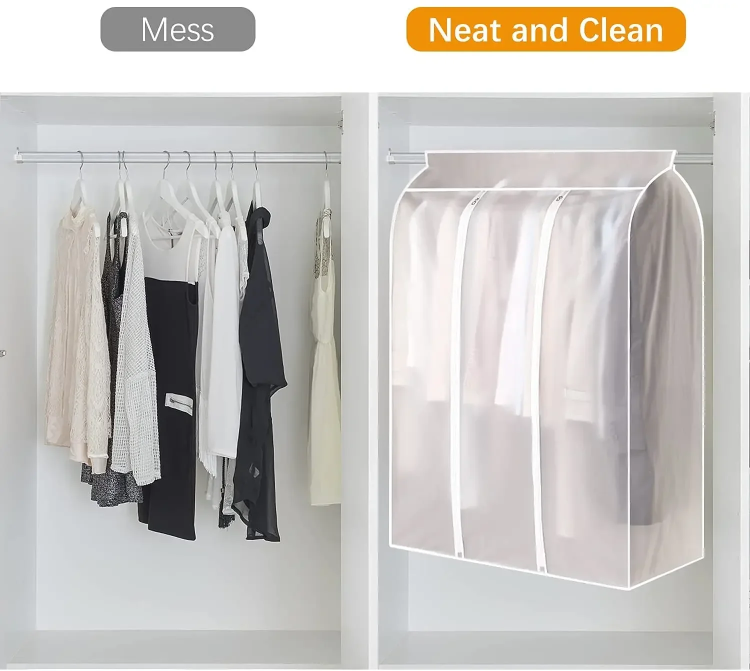 Description Picture 6 of item3D Large Clothes Dustproof Cover Garment Suit Dress Coat Waterproof Clothing Protector Hanging Organizer Wardrobe Storage Bag