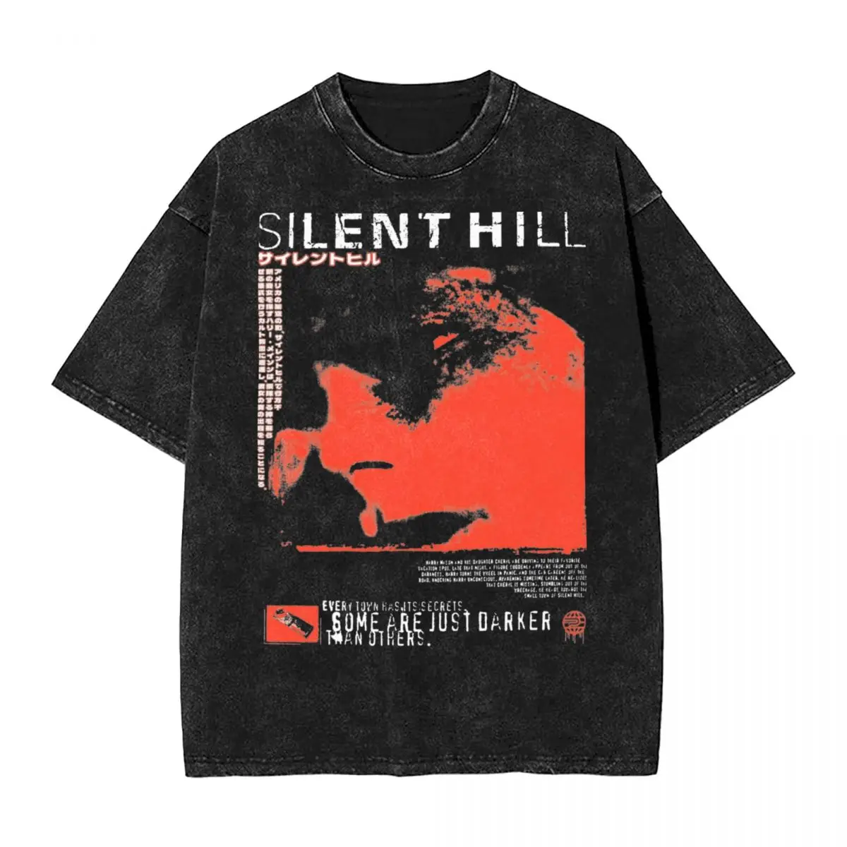 

Футболка Мужская/женская с коротким рукавом, Стирка в стиле хип-хоп, винтажная рубашка с принтом тихий Хилл, красный вариант, на лето