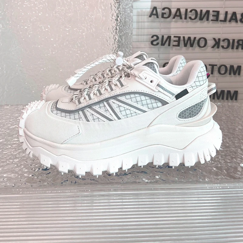 

Trend New Female Daddy Shoes Autumn Sweat Absorption Height Increasing Sneakers Unique Bottom Design Lace-up Lovers Shoes