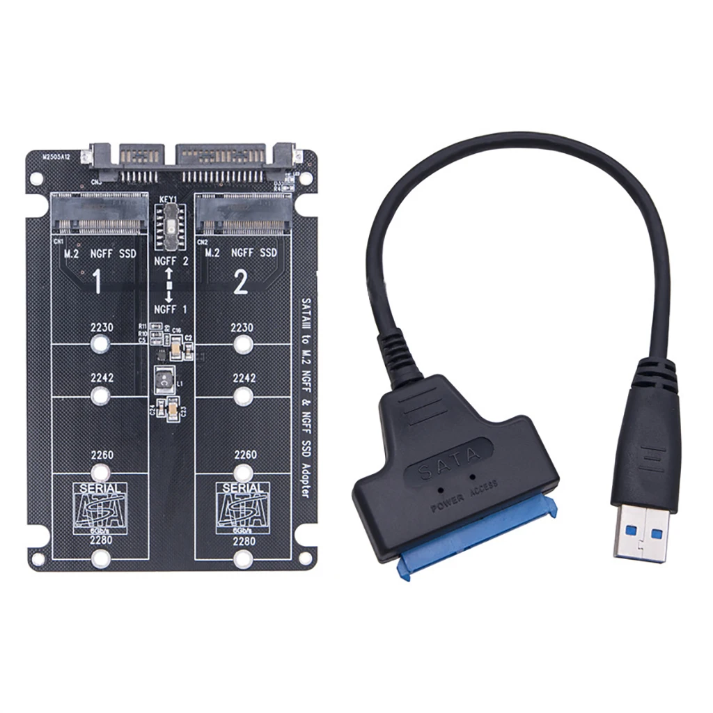 Double Port For NGFF B-key SSD to Sata 7+15 22PIN Adapter Card