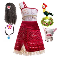 Girls New Movie Moana 2 Dress Halloween Party Adventure Costume Girl Princess Fancy Clothes Children Vaiana Pet Pig Outfit 1