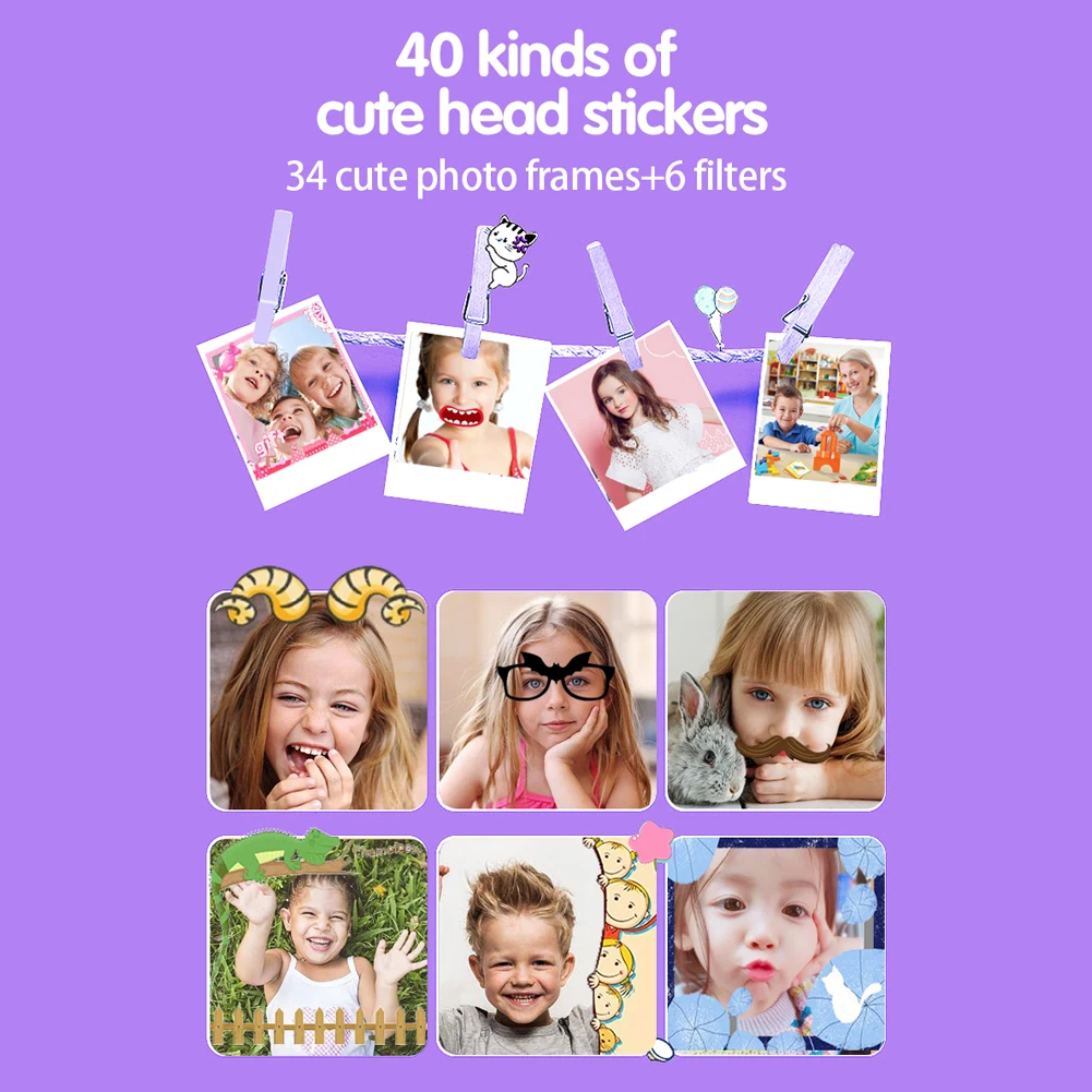 Multifunctional Camcorder Toy Portable Mini Videocamera with Lanyard Child Selfie Camera Toy USB Charging for Kids Holiday Gifts