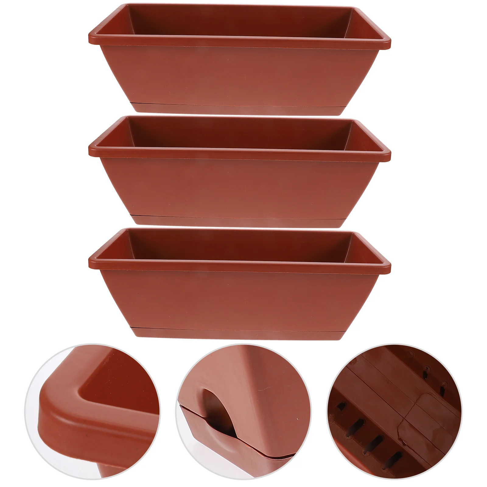 

3 Pcs Planter Flower Pots Flower Potss Fleshy Flower Vegetable Pots Nursery Balcony Red Planting Trough Garden
