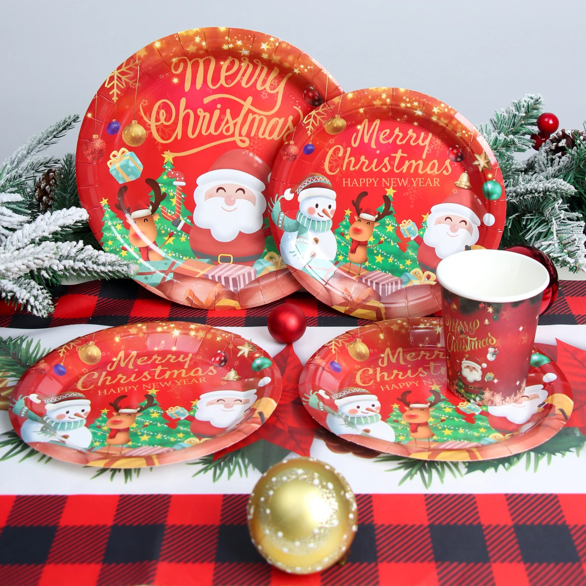 Christmas Tree Christmas Paper Plates And Cups Disposable