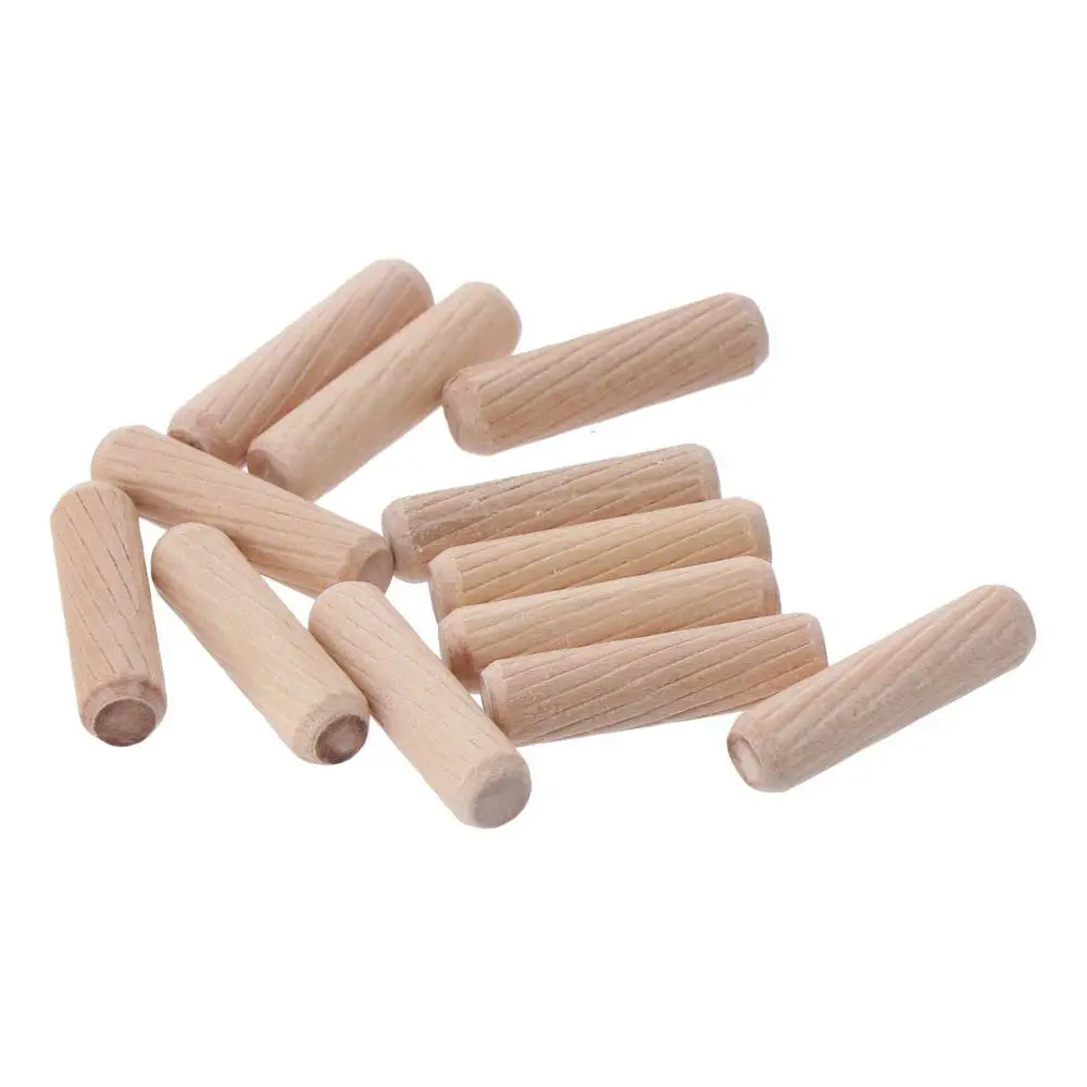 20pcs Beveled Wooden Dowel Pins Durable Round Kiln Dried Fluted Wood Fluted 8*30mm Dowels Rods Hardwood Crafts