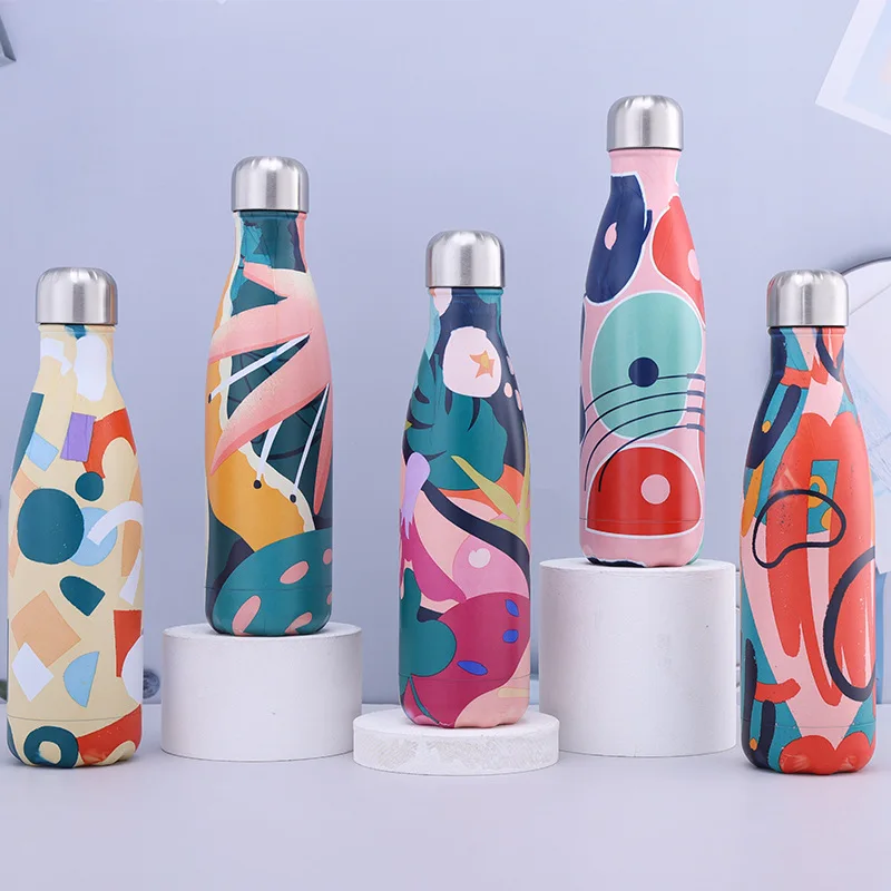

Geometric Pattern Mug 17oz Travel Stainless Steel Insulated Water Bottle Vacuum Coffee Mug Cute Wine Glass Garrafa Termica