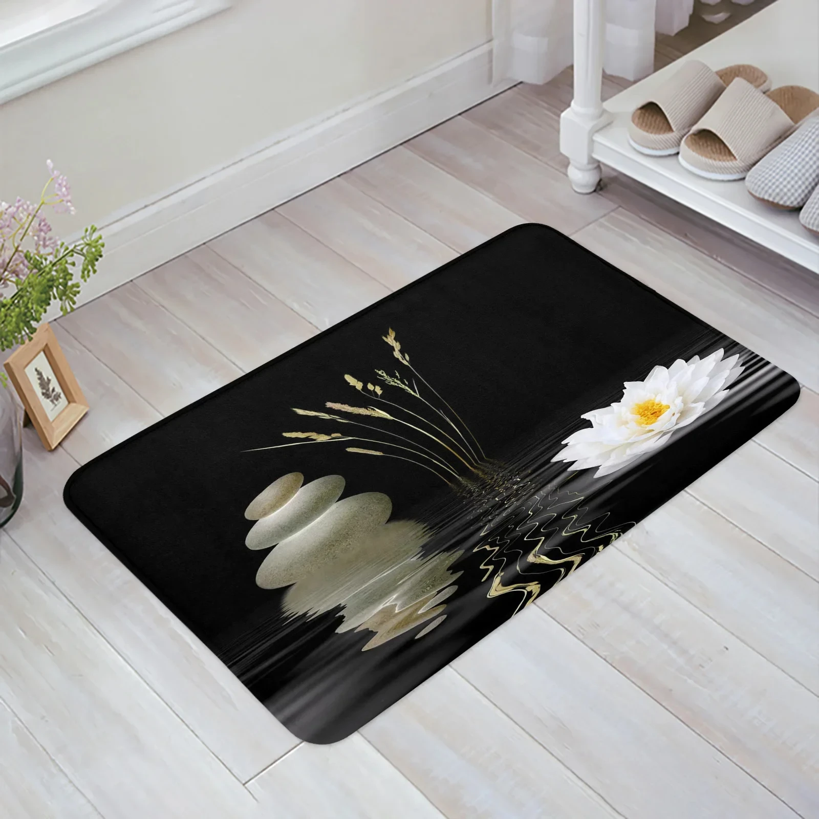 Zen Stones Flower Carpet Home Zerbino Tappetino Morbido Per Soggiorno Cucina Camera Da Letto Corridoio Decor Tappeti Da Bagno Antiscivolo