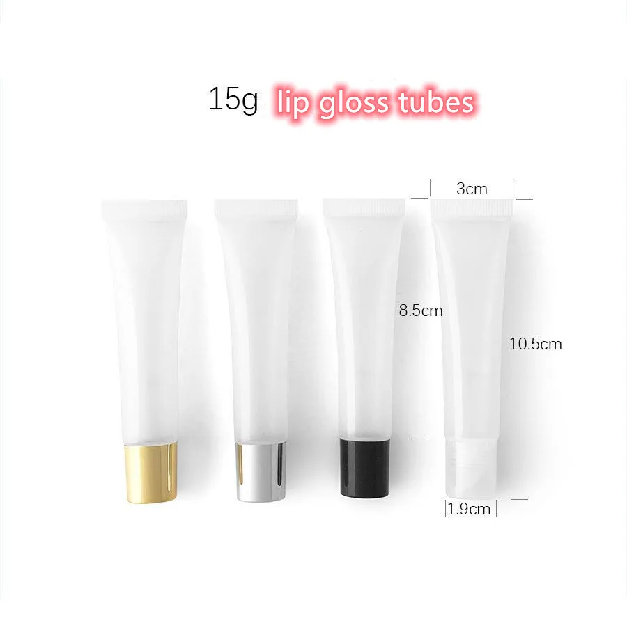 

10ml 15ml Empty clear push Lip Gloss squeeze tubes Balm lipgloss Containers Mini Soft tube for Cosmetic package