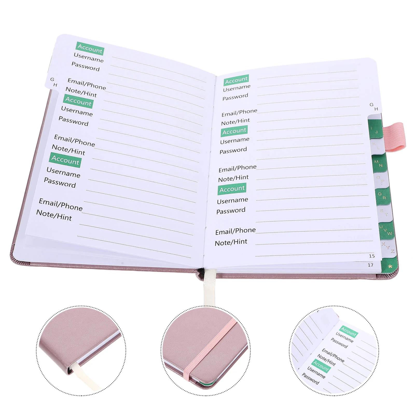 Password Book Address Phone Imitation Index Page with Pen Insert Strap (sky Blue ) Numbers Office
