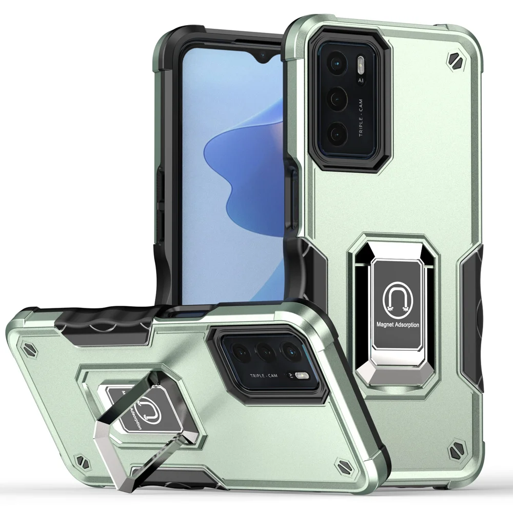 KEYSION stoßfeste Rüstungshülle für OPPO A16 A16S A74 A95 4G, Silikon + PC-Ring-Ständer, Telefon-Rückseite für OPPO Reno 6 5G 6_voghion.com
