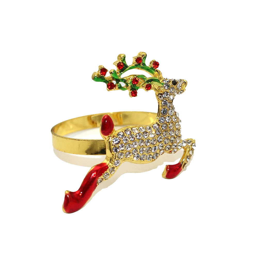 Christmas Napkin Rings Gold Deer Napkin Ring Holders Wreath Xmas Tree Buckle for Holiday Party Dining Table Decor 6Pcs christmas napkin holder napkin ring