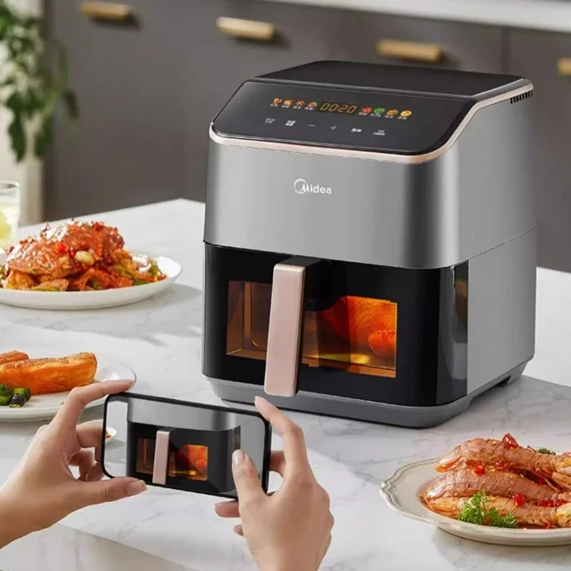 Midea 220V Air Fryer 5.3L/6.3L Visible No-Turn Oil-Free Multifunction Oven Fryer Oil-Free Electric Fryer 5