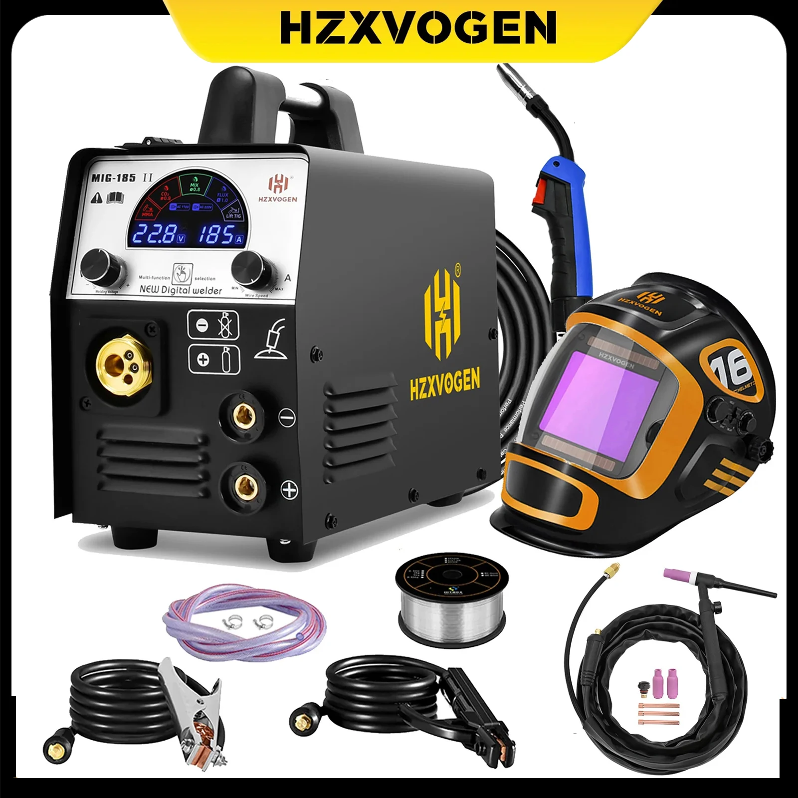 5 in 1 MIG Semi-Automatic Welding Machine MIG185II IGBT Inverter Gas MIG Gasless TIG ARC/MMA Non-Gas Welder welding welders