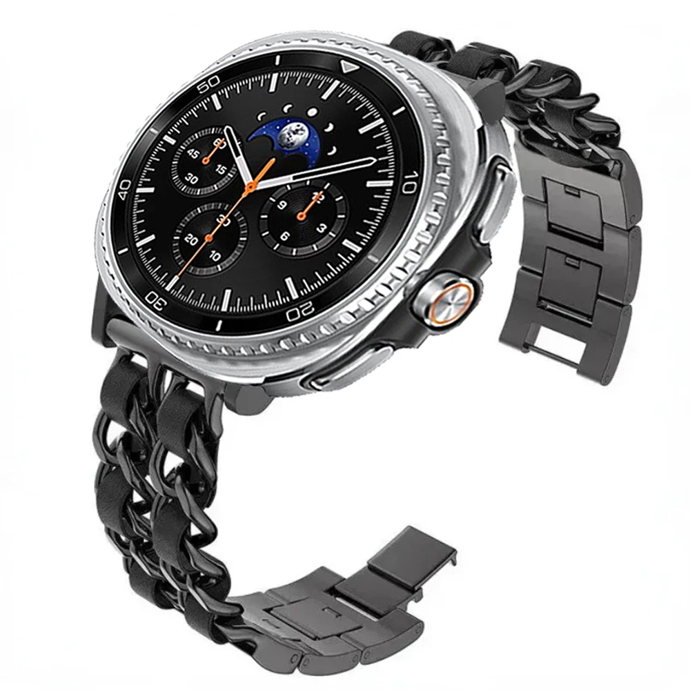 Stylish Metal & Leather Strap Fashion Wristband