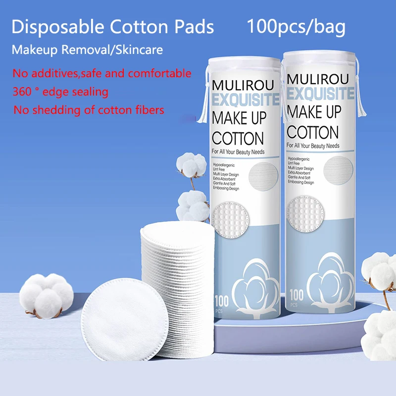 100PCS/Bag Disposable Cotton Pad Cosmetic Wipes Nail Art Clean Round Cotton Pads Soft Daily Supplies Facial Makeup Remover Tool