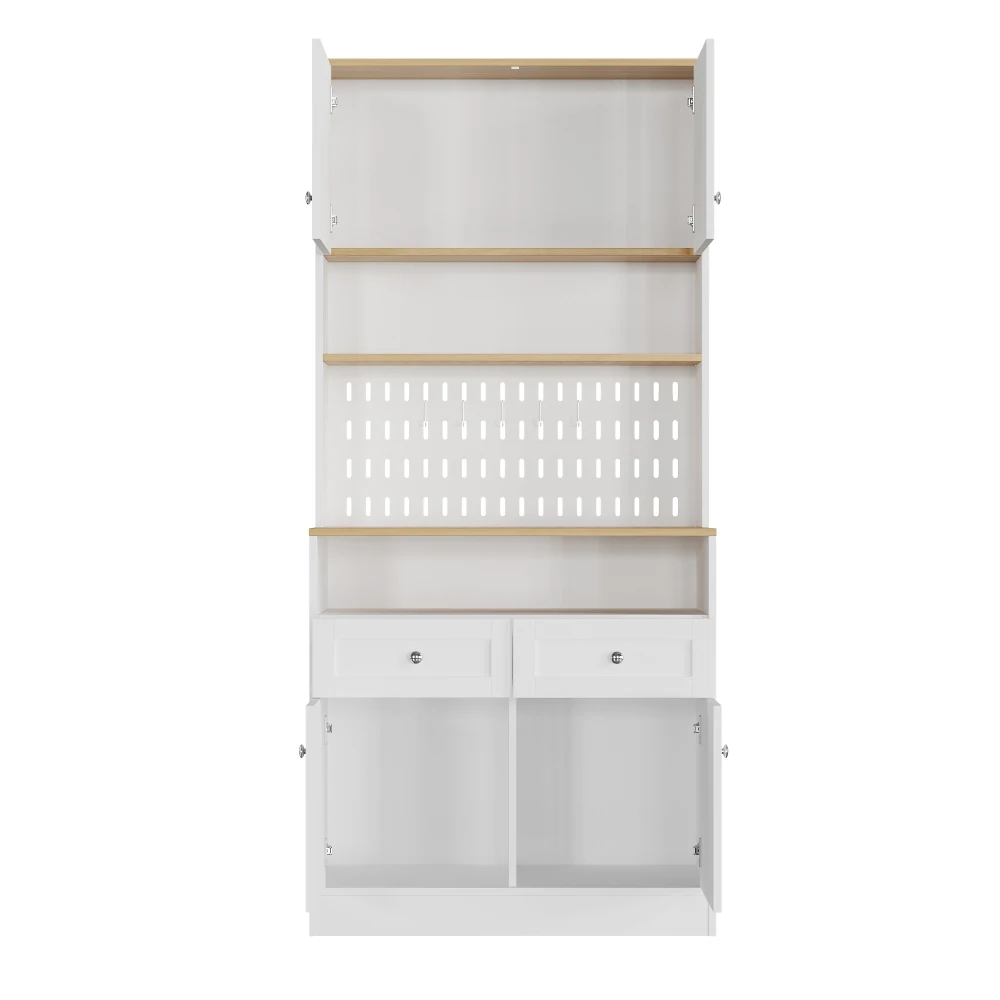 Stilvolles Sideboard mit 2 Schubladen und 4 Türen, Buffet für Küche, Esszimmer, mit silbernen Griffen und großzügigem Stauraum – Detail 22