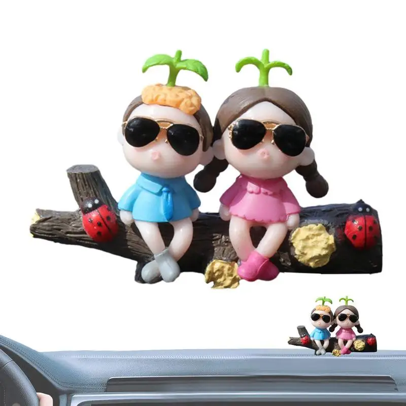

Couple Doll Car Interior Decoration Couple Cute Ornaments For Dashboard Adorable Figures For Valentine Day Resin Couple Figurine
