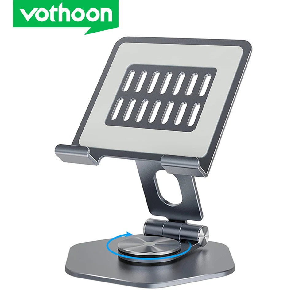 

Vothoon Tablet Stand for iPad Pro Aluminum 360 Rotation Foldable Desktop Tablet Holder Adjustable Notebook Mobile Phone Holder