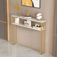Étagère d'entrée sur pied étroite dorée de luxe, organisateur de rangement de Table de Console arrière de canapé polyvalent pour Table de salon 2