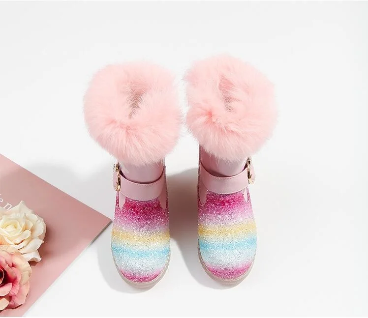 Unicorn Rainbow Sequin Glitter Boots