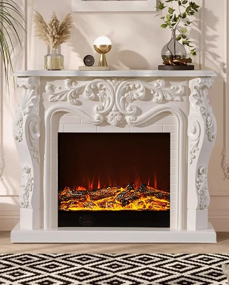 CE french style decorative wood electric fireplace mantel chimenea electrica