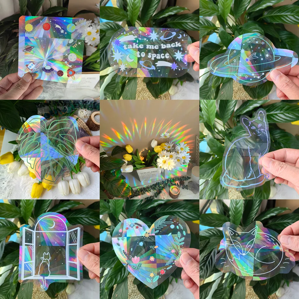 SC001-015 Multiple patterns Rainbow Sun Catcher Window Stickers Prism Holographic Stickers Windows
