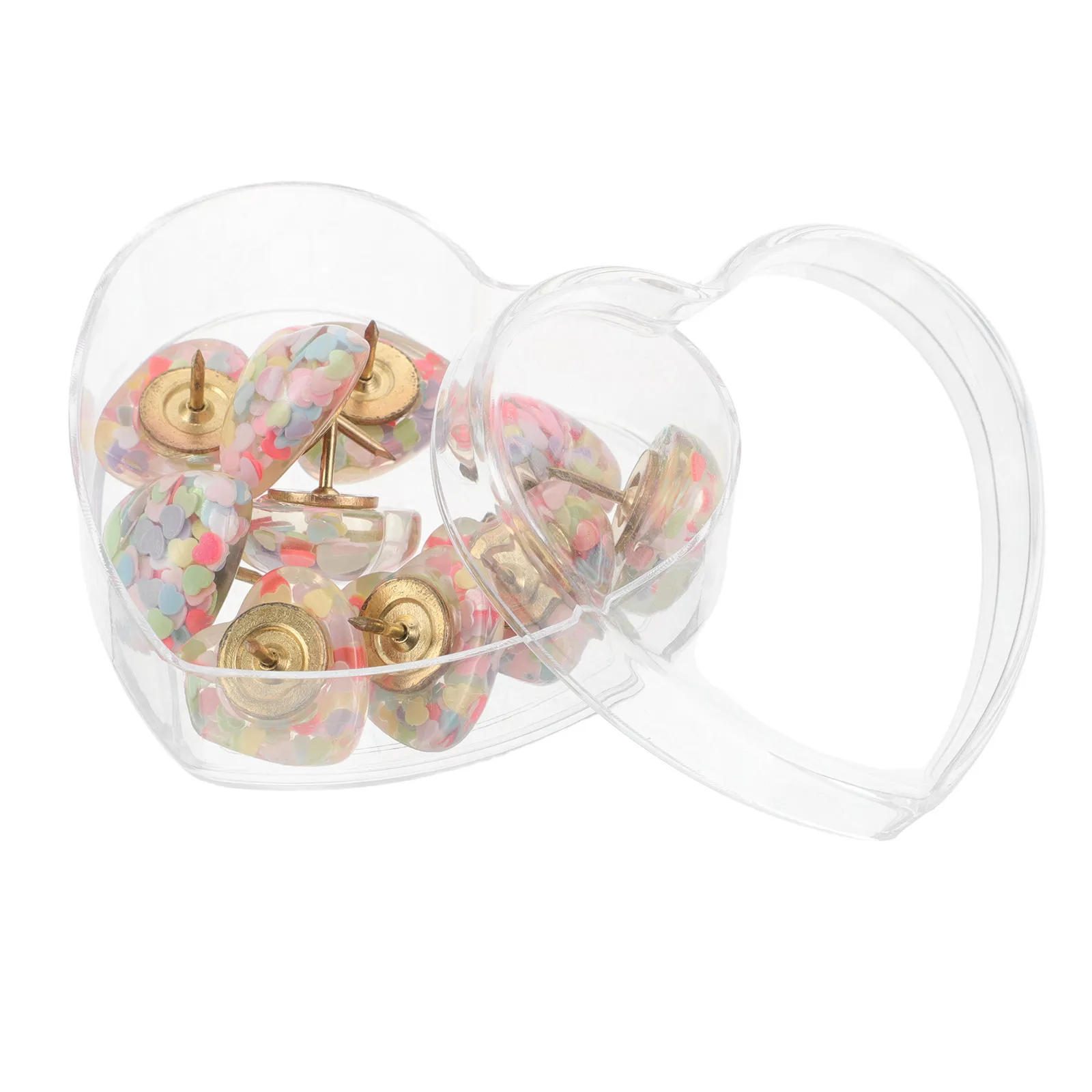 10Pcs 하트 모양의 압정핀 장 푸시 핀 스팽글 코르크 보드 사무실 메모 게시판 교실 사진 디스플레이