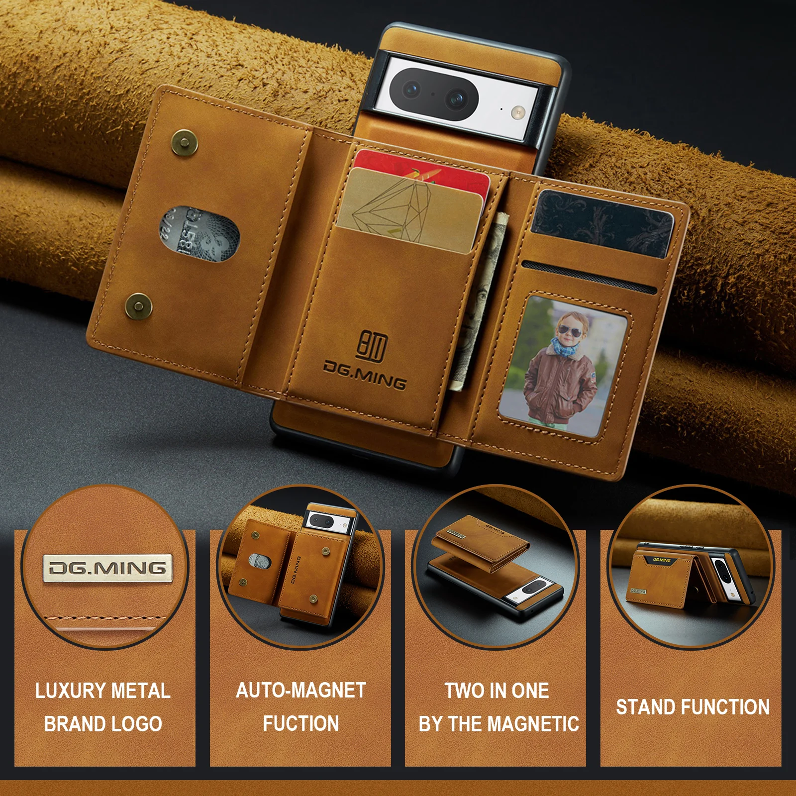 For Google Pixel 8 Case Magnetic Phone Case Card Pocket Wallet Shockproof Protective Leather Cover For Pixel 7 6 Pro 7A 6A 5A