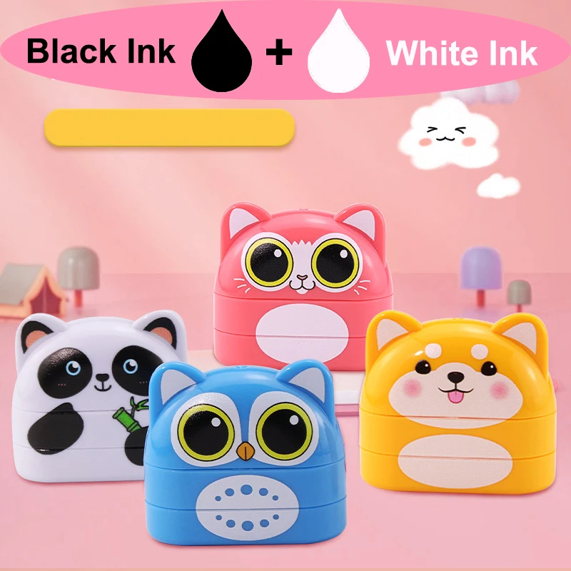 Children Name Seal Double-layer black and white ink self ink stamps name stamp name stickers name sticker Student's Stamp Kindergarten Clothes Waterproof Name Sticker Stamp
