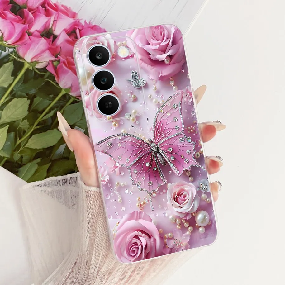 Floral Bow Bumper Soft Silicone Clear Phone Case Cover