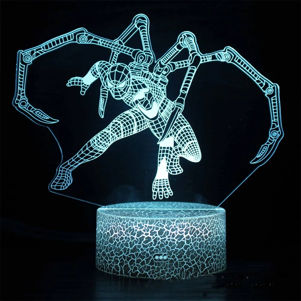 애니메이션 캐릭터 스파이더맨 램프, 3D LED 조명, 어린이 침실 램프, LED 장난감 모델 장식, 어린이 선물, 인기 장난감