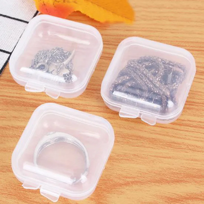 200pcs 후크 쥬얼리 귀마개 컨테이너 스토리지 박스 테이블 조직 광장 컨테이너에 대 한 다시 채울 수있는 플라스틱 작은 상자