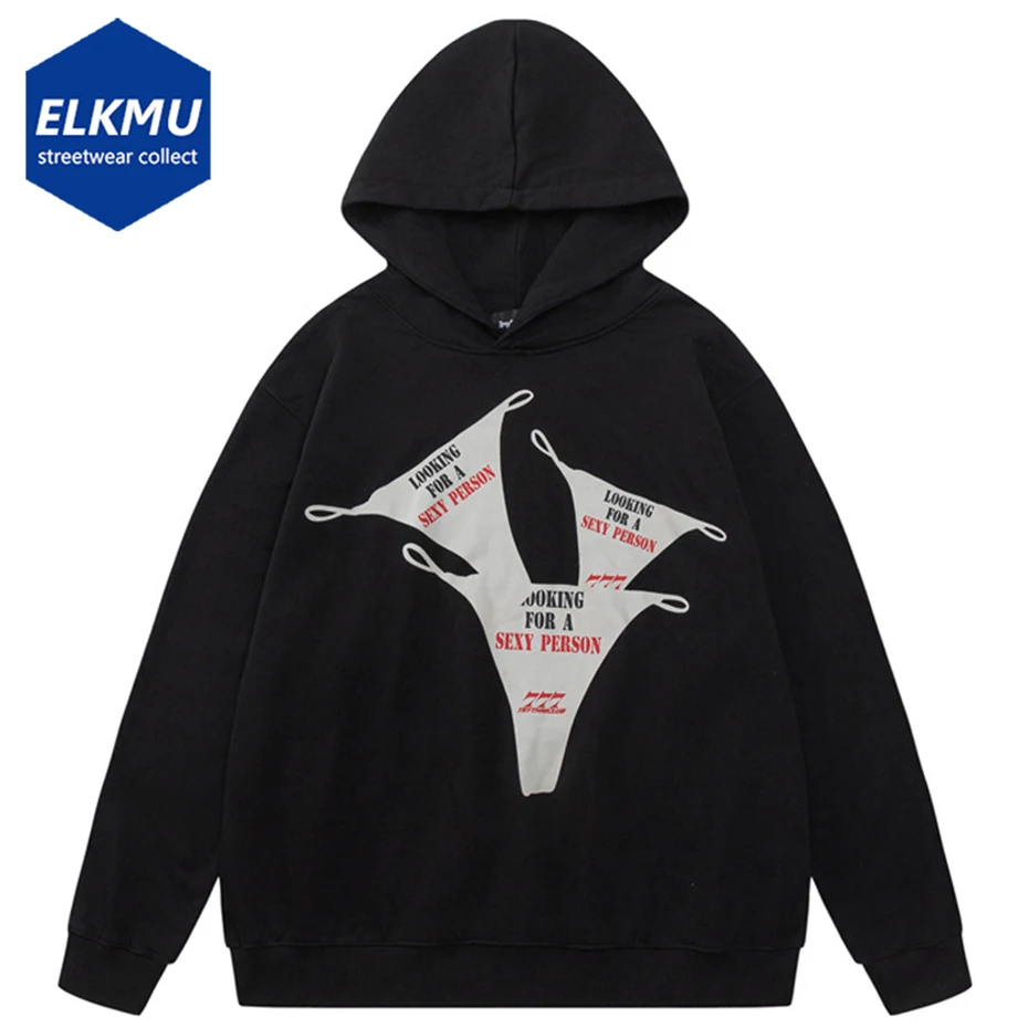

2023 Men Hip Hop Y2K Hoodie Creative Printed Black White Loose Pullover Hoodies Oversized Harajuku Streetwear Sweatshirt Y2K